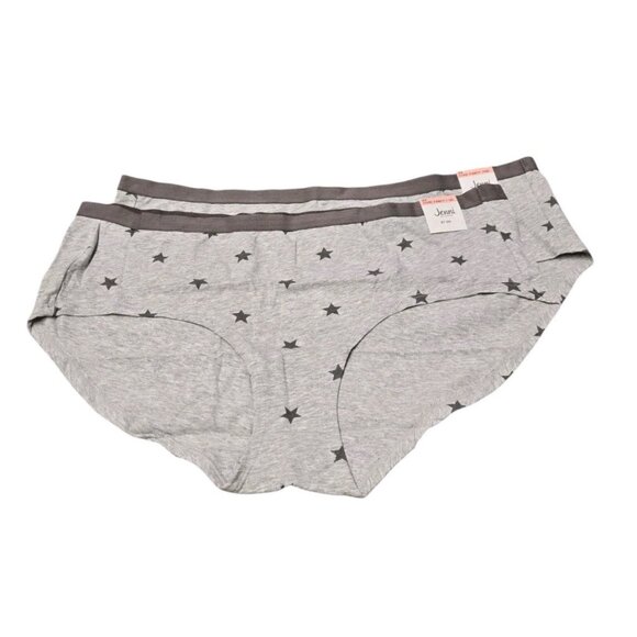 Jenni Set Of 2 Womens Plus 2XL Cotton Hipster Panties Underwear Gray Stars - Picture 2 of 8